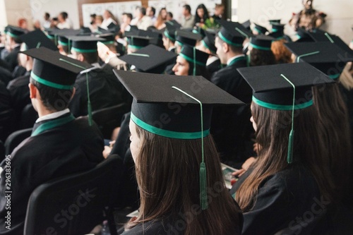 Student group on his graduation ceremony in graduation hat
