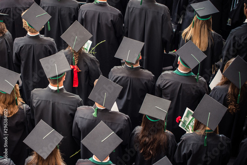 Student group on his graduation ceremony in graduation hat