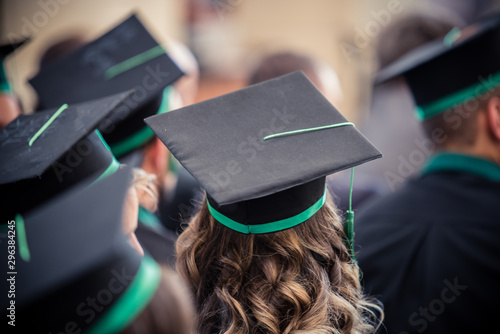 Student group on his graduation ceremony in graduation hat