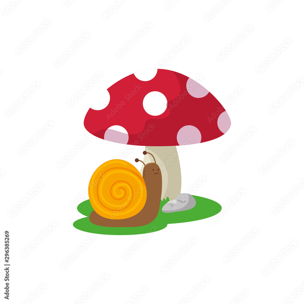 fungus plant with snail fairytale isolated icon vector illustration design fungus plant with snail fairytale isolated icon vector illustration design