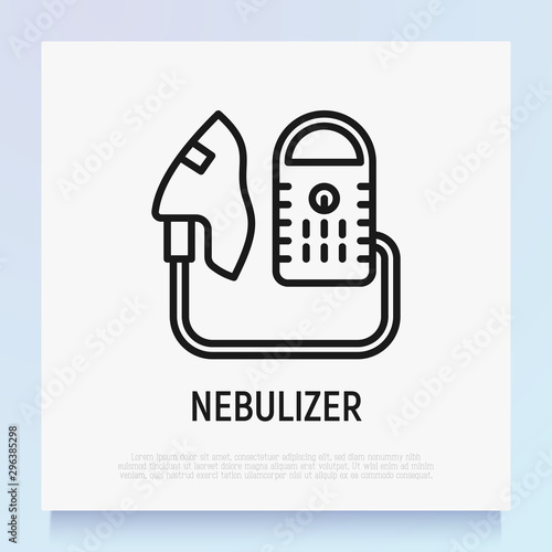 Nebulizer thin line icon. Medical equipment for inhalation in the diseases: asthma, bronchitis, rhinitis. Modern vector illustration.