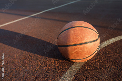 Basketball ball on court. Vintage style. Sport, recreation concept.