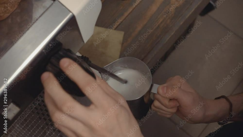 Process of creating coffee drink in coffee machine, slow motion 250fps Process of creating coffee drink in coffee machine, slow motion 250fps