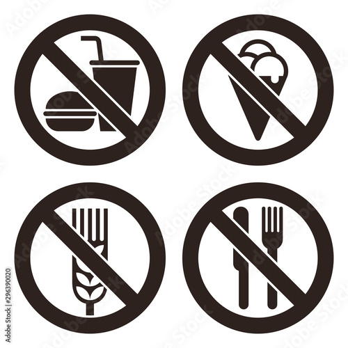 No food and drink, No ice cream, Gluten free and No eating allowed sign