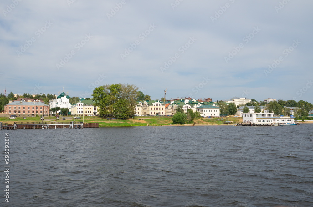 Panoramic view of the Volga river embankment in Kostroma, Russia Panoramic view of the Volga river embankment in Kostroma, Russia