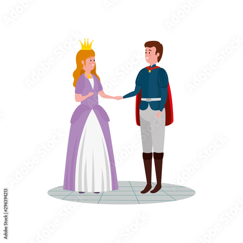 princess with prince fairytale avatar character vector illustration design