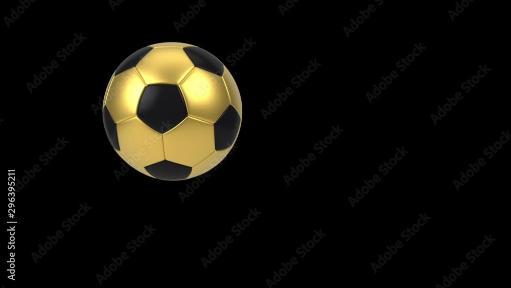 Realistic black and gold soccer ball isolated on black background. 3d ...