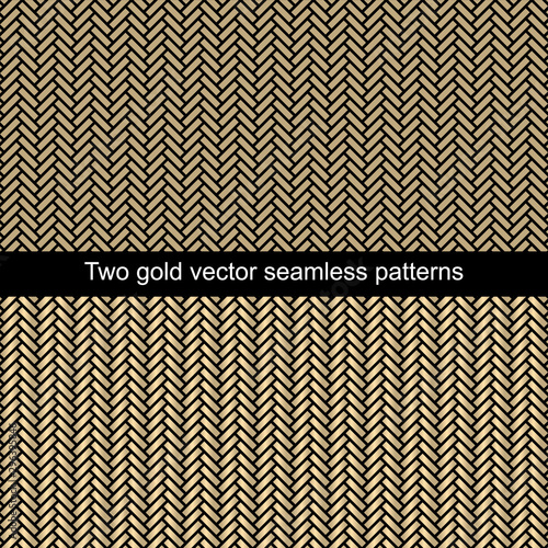 Two gold and black traditional Japanese herringbone geometric patterns