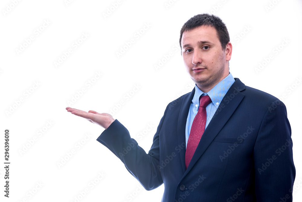 Man in suit gesturing isolated on white Man in suit gesturing isolated on white