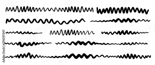 Grunge zigzag wavy stripes hand painted with black ink brush stroke