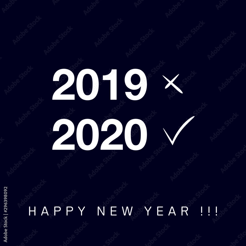 Happy New Year 2020 logo text design. Cover of business diary for 2020 with wishes. Brochure design template, card, banner. Vector illustration. Colorfull background.