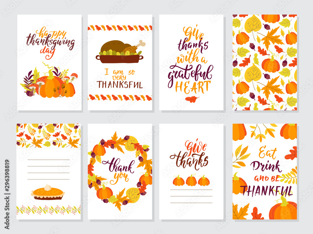 Vector Thanksgiving day greeting cards big collection