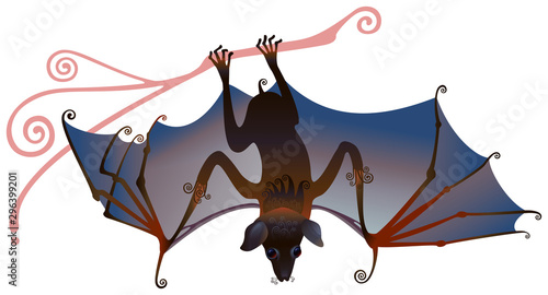Decorative image of a flying fox. Vector graphics