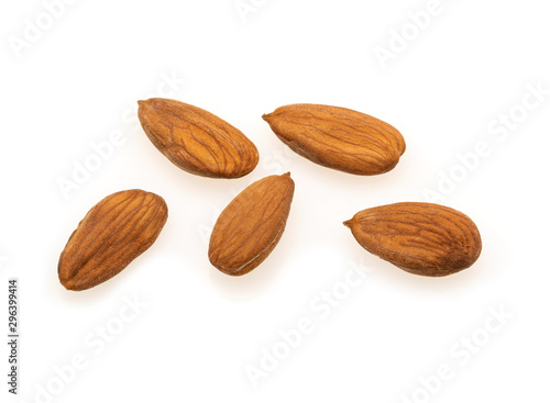 tasty almonds nuts isolated on white background