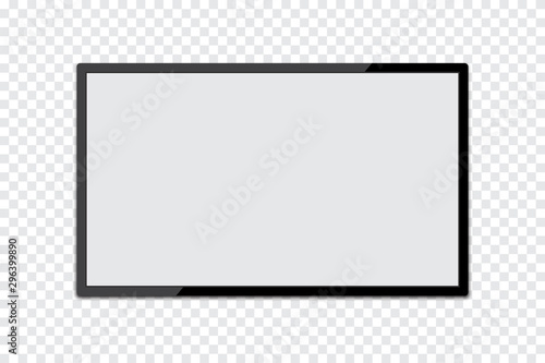 Realistic TV with empty screen on a transparent background