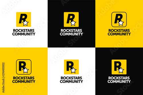 SUPER ROCKSTAR logo design. for your businness, print and logotype. vector icon letter r