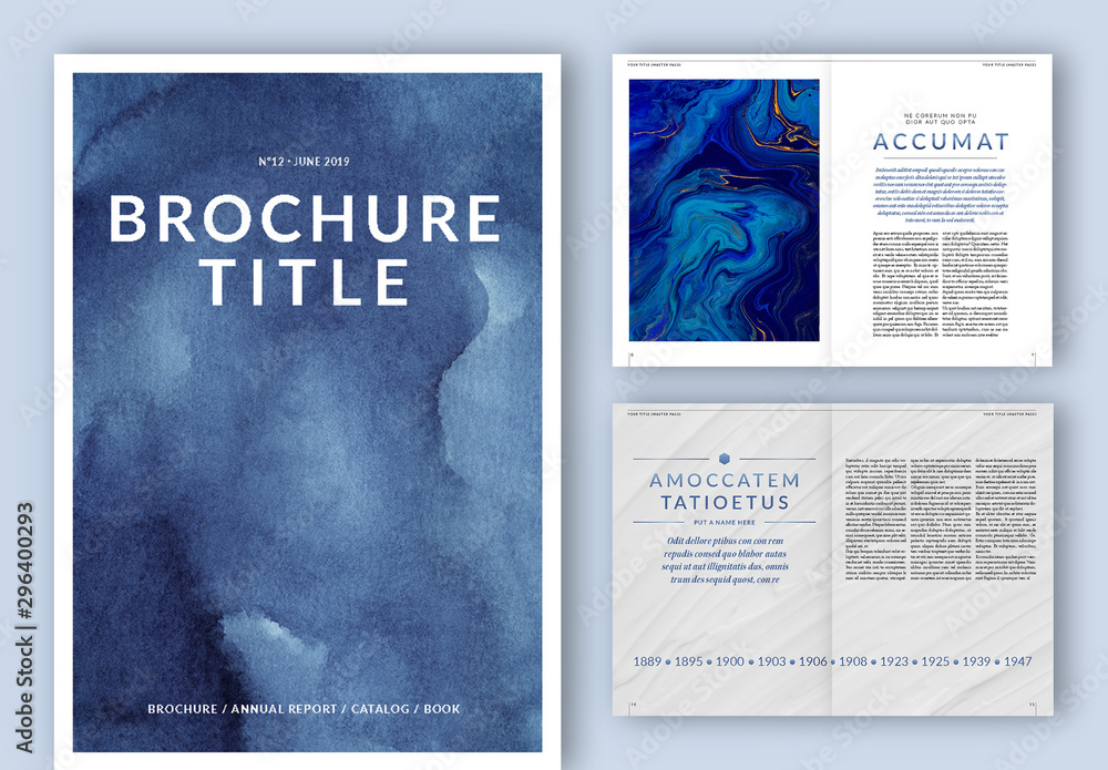 Brochure Layout with Blue Gradient Typographical Accents Stock Template ...
