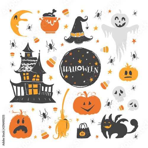 Vector big set of Halloween design elements