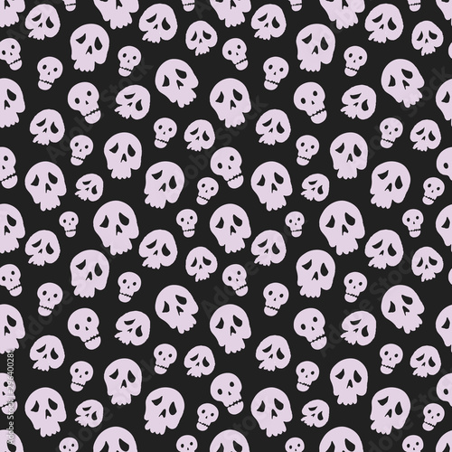 Vector Halloween seamless pattern with scary skulls