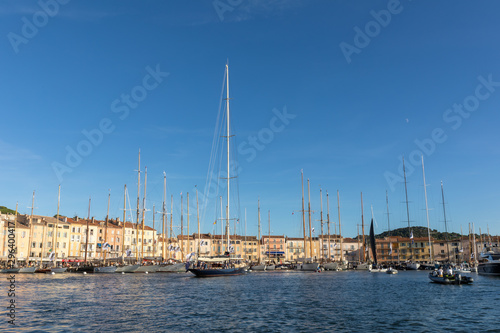 05 OCT 2019 - Saint-Tropez, Var, France - Sailboats in the port during the 2019 edition of 'Les Voiles de Saint-Tropez' regatta photo