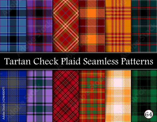 Set Tartan Plaid Scottish Seamless Pattern
