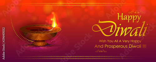 Happy Diwali light festival of India greeting background in vector