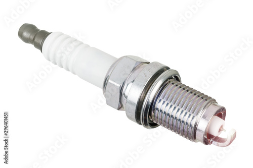 Фотография Iridium spark plug with sparking glow isolated on white background