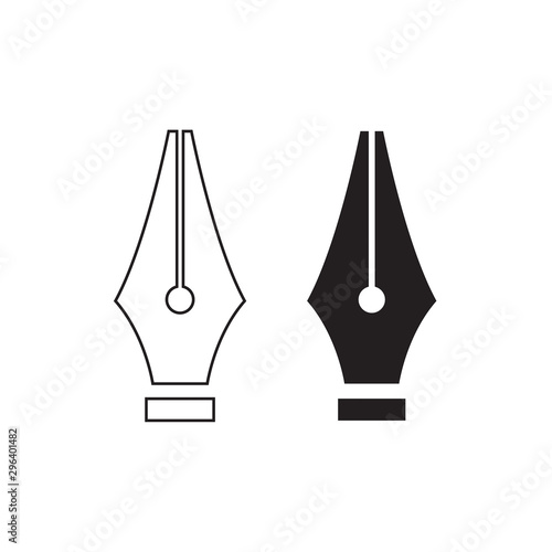 Fountain pen nib line icon isolated on white background.