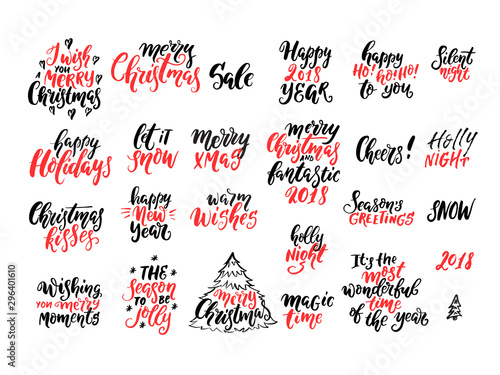 Christmas and New Year vector lettering collection