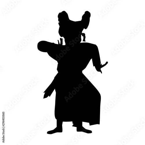 Simple Vector Silhouette of Young Girl Traditional Bali Indonesia