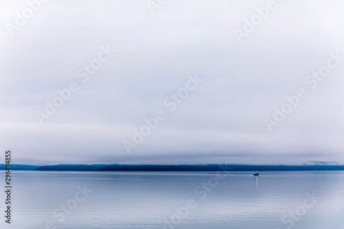 Boat on Ocean on Cloudy  Overcast Day