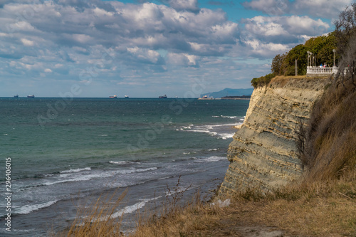 Views of the Black sea from the steep shores of Gelendzhik. © yurisuslov