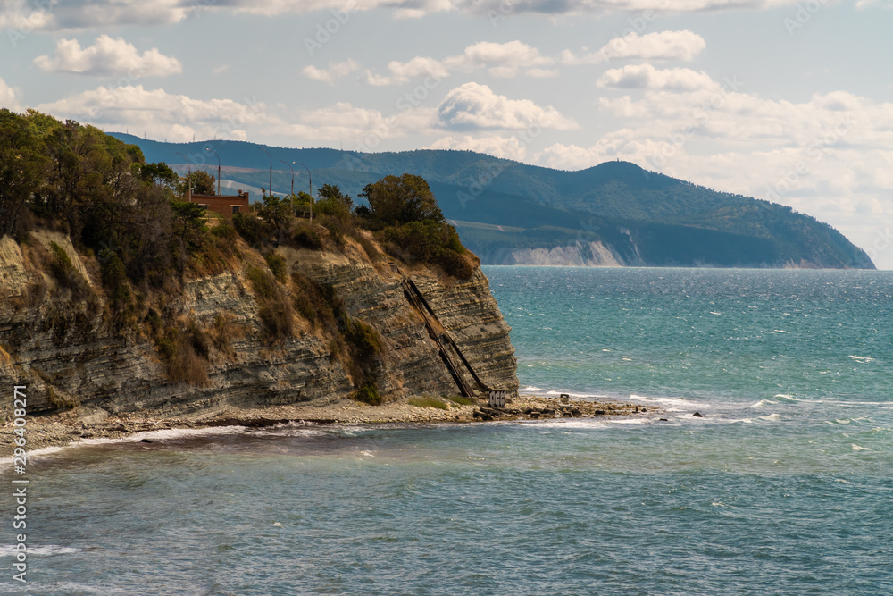 Views of the Black sea from the steep shores of Gelendzhik.