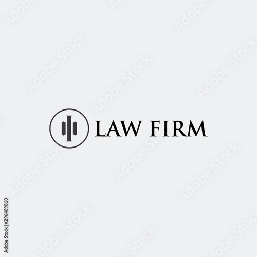 Lawyer Attorney Legal Law firm Logo design vector template Negative space. Circle shape Judge Logotype concept icon.