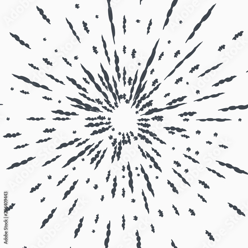 Vintage Sunburst Explosion Handdrawn Design Element Fireworks Black Rays