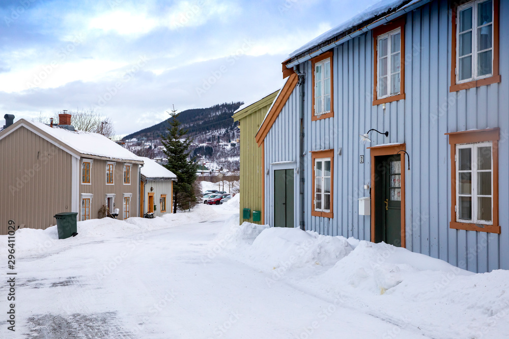 Winter in Mosjøen town, the municipality of Vefsn in Nordland county,Norway,Europe Winter in Mosjøen town, the municipality of Vefsn in Nordland county,Norway,Europe