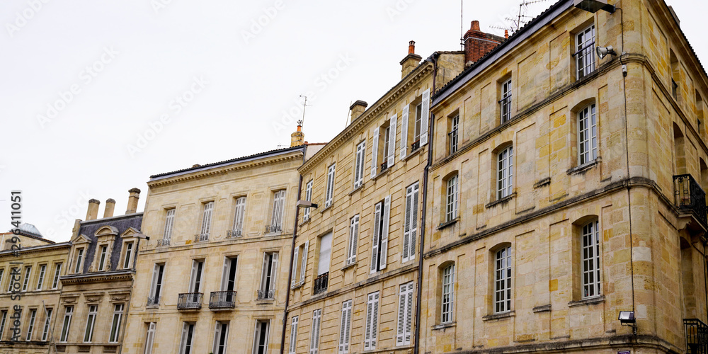 large panorama view of residential buildings in town of Bordeaux France Aquitaine