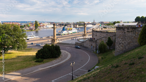 Stettin, Blick von der Hakenterrasse auf die Oder