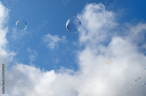  soap bubbles on the blue sky