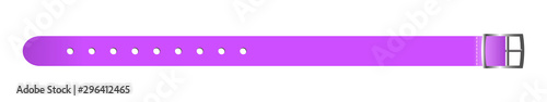 Vector violet or purple silicon waterproof wristband or bracelet with closing watch mechanism. Hand entrance access control suitable for sport, swimming pool, aquapark and identification isolated.