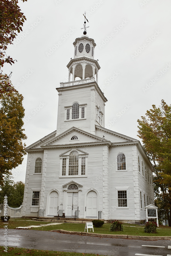 Exterior of First Congregational Church  of Bennington on a cold, Fall day in Bennington, Vermont. (The Old First Church)