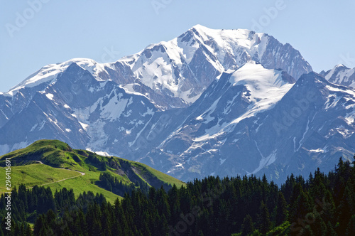 Mont Blanc vu depuis le col des Saisies, Savoie, France