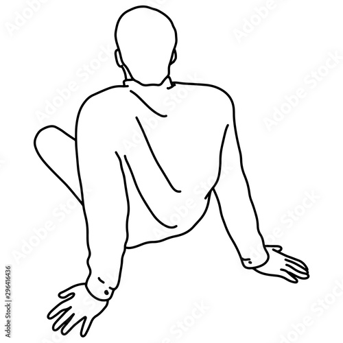 man sitting down on the ground vector illustration sketch doodle hand drawn with black lines isolated on white background