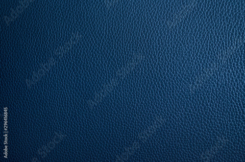 Leather texture close up. Dark blue fashionable background, top view. Stylish...