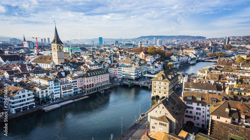 Downtown of Zurich. Beautiful view of the historic city center of Zurich photo