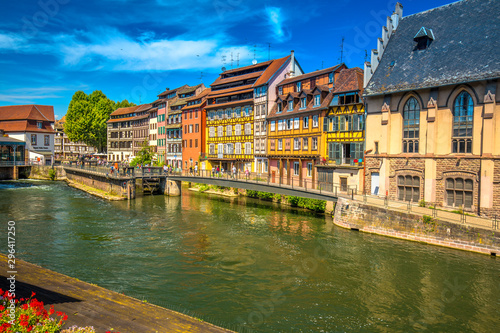  Old city center of Strasbourg town with colorful houses, Strasbourg, Alsace, France, Europe