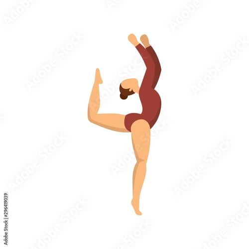 Girl rhythmic gymnastics icon. Flat illustration of girl rhythmic gymnastics vector icon for web design
