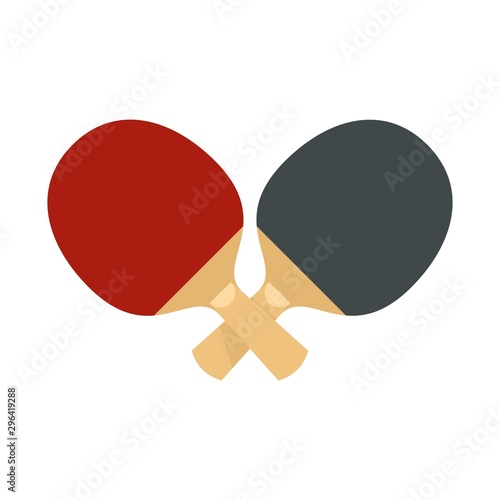 Crossed ping pong paddle icon. Flat illustration of crossed ping pong paddle vector icon for web design