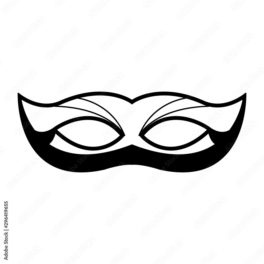 Mardi gras mask icon over white background, black and white design Mardi gras mask icon over white background, black and white design