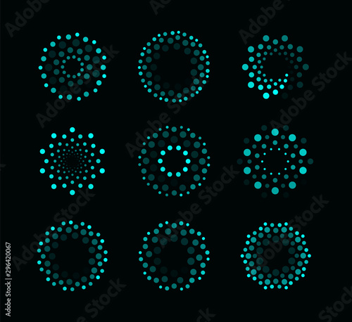Abstract circular loading process indicators vector illustrations set